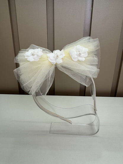 Tiara Infantil com Laço Bege - Petit Cherie