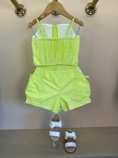Conjunto Infantil  Algodão Blusa Drap e Shorts Bolsos Lima - Petit Cherie