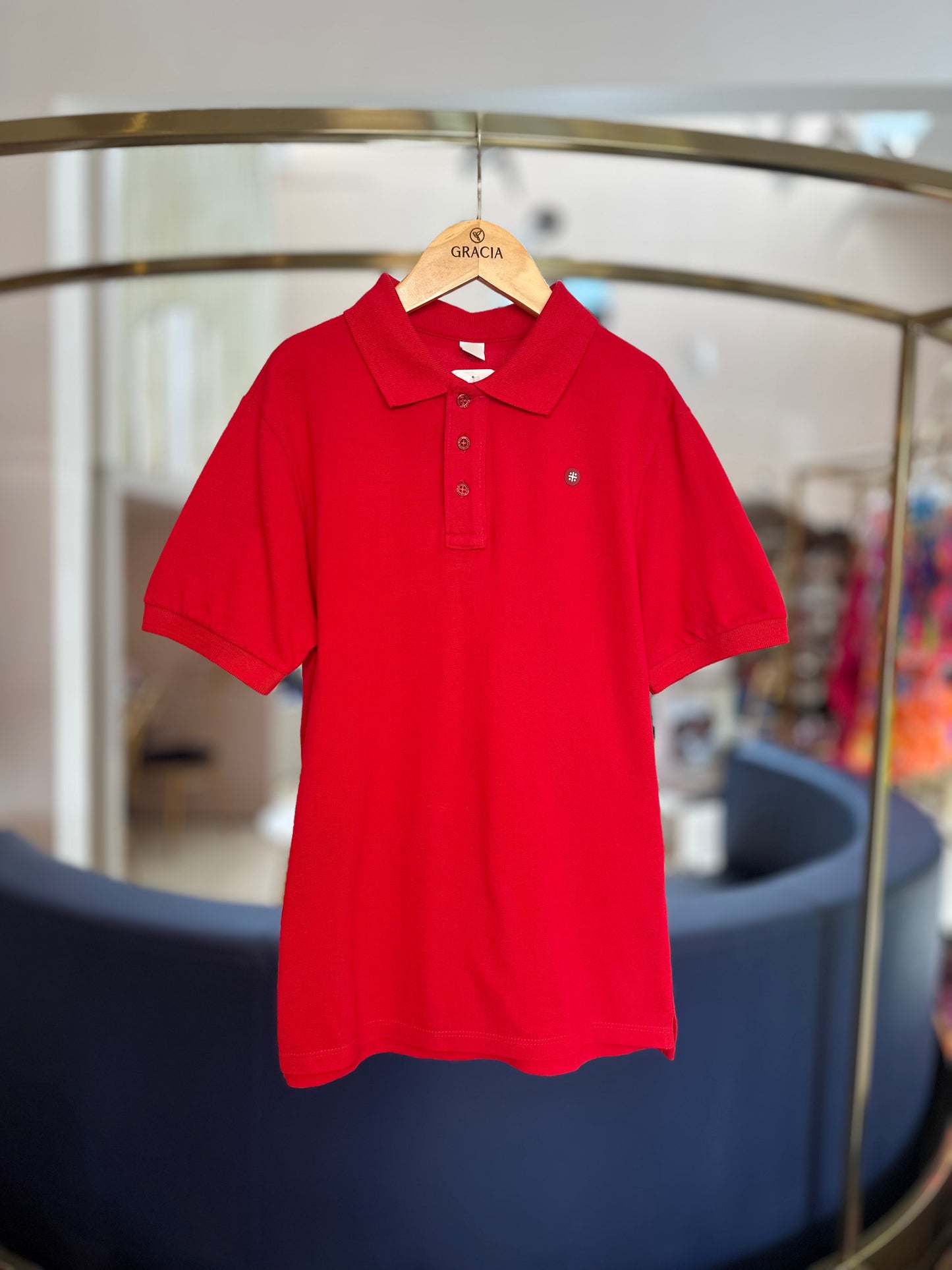 Polo Infantil Básica Piquet Fio Tinto Vermelha - Um Mais Um