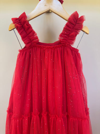 Vestido Infantil Tule Glitter e Laço Festa - Petit Cherie