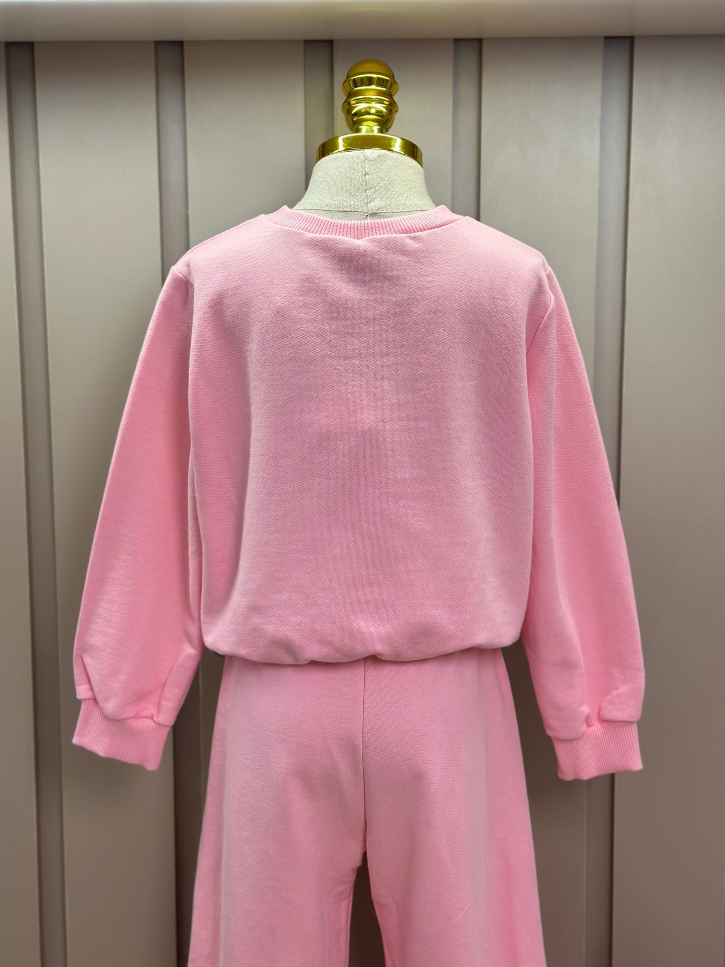 Conjunto Infantil Moletom Casaco Stitch  e Calça Rosa Blossom - Momi