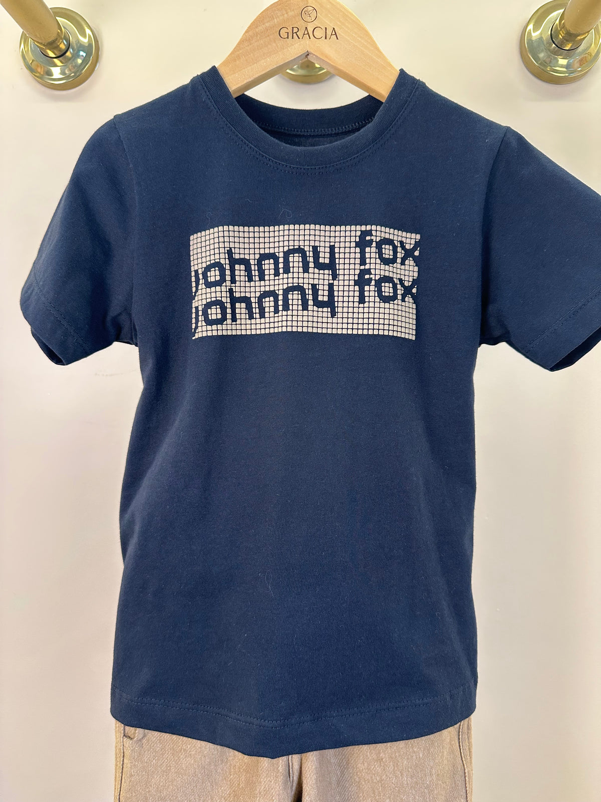 Conjunto Infantil Camiseta Preta JF e Bermuda Marrom - Little Jhonny