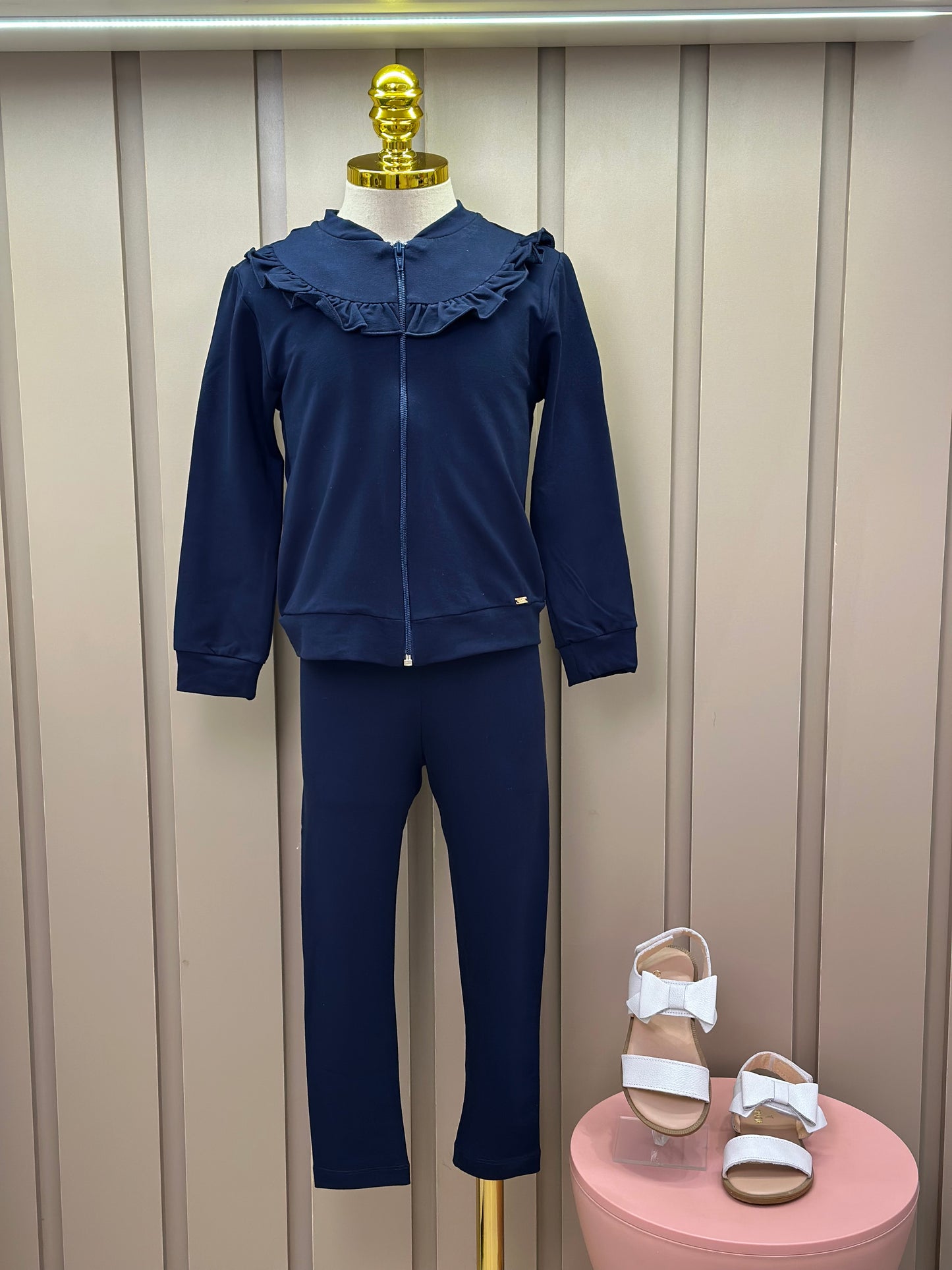 Conjunto Infantil Moletinho Algodão Blusa Zíper e Calça Montaria Marinho - Beabá