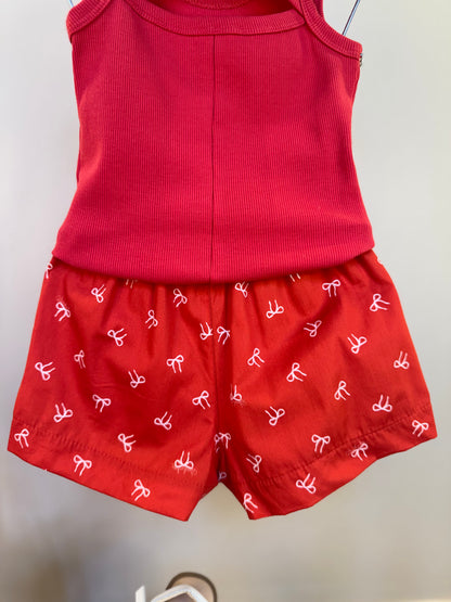 Conjunto Infantil Regata Strass Bordados e Short Lacinhos - Pituchinhus