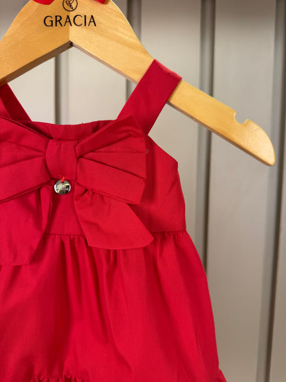 Vestido Infantil Laço Maxxi Babados Em Camadas Vermelho - Mon Sucre