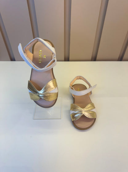 Sandália Infantil Flor Dourada Branca Perolada - Gracia