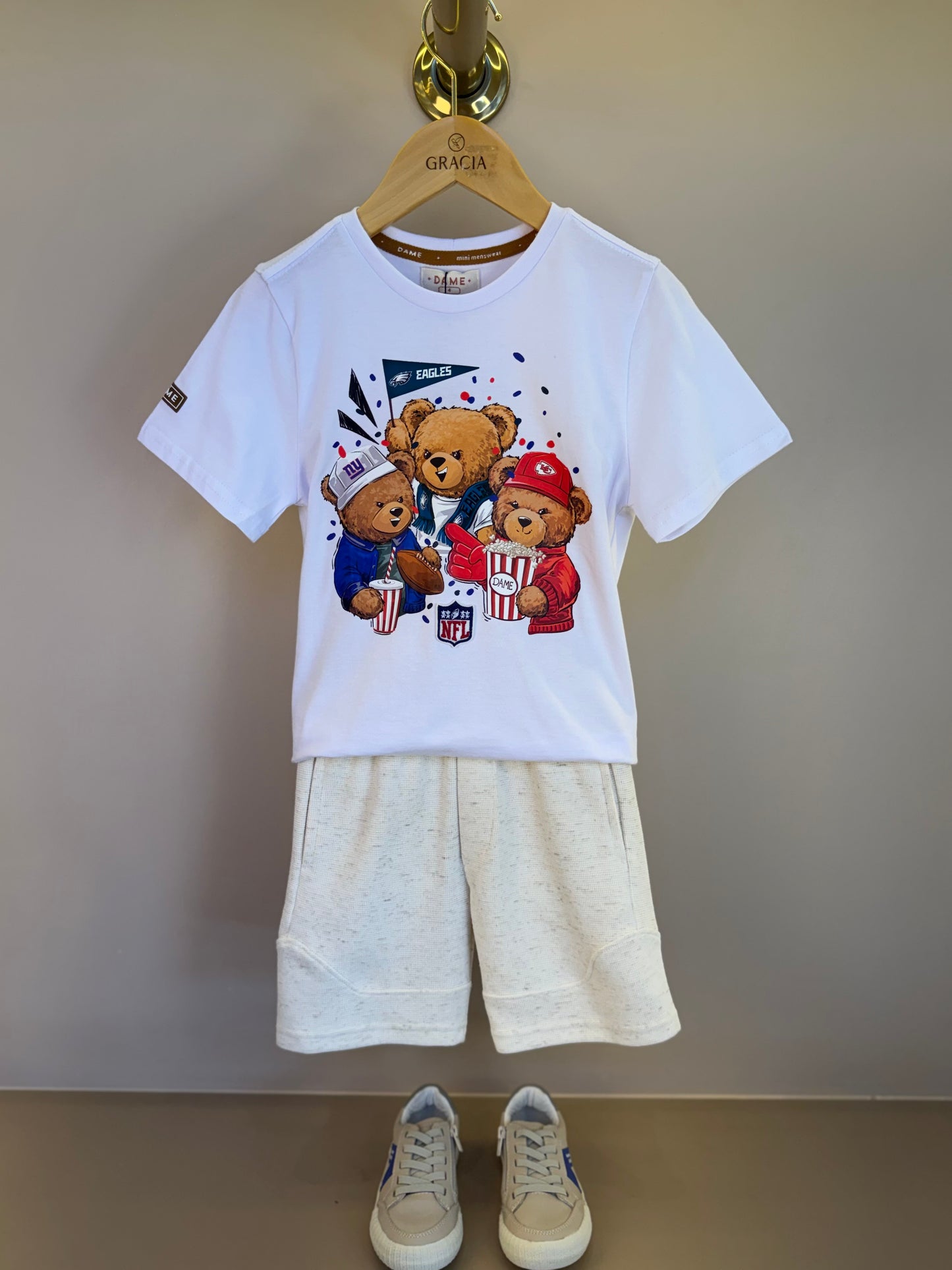 Conjunto Infantil Camiseta Algodão NFL Teddy Torcedores e Bermuda Linho Soft Geogia - Dame