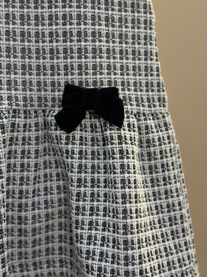 Vestido Infantil MC Sobreposição Tweed Xadrez Preto - Momi