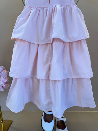Vestido Infantil Tricoline Babados Laço - Pituchinhus