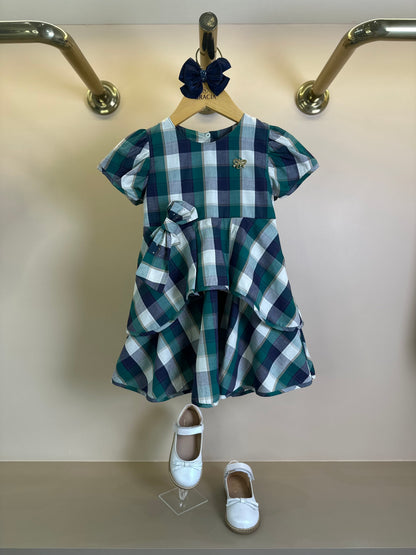 Conjunto Bebê Vestido Xadrez Verde - Charpey