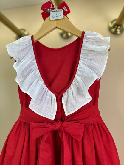 Vestido Infantil Clássico Algodão Isaura Vermelho - Gracia