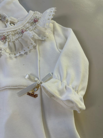 Saída de Maternidade Algodão Bebê Gola Renda Luxo - Roana