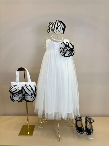 Arquinho Infantil Flor Tule Debrum Off White - Pituchinhus