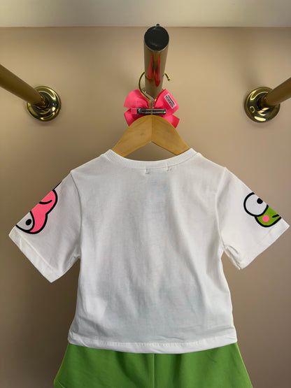 Conjunto Infantil Blusa Hello Kitty e Shorts Verde - Momi