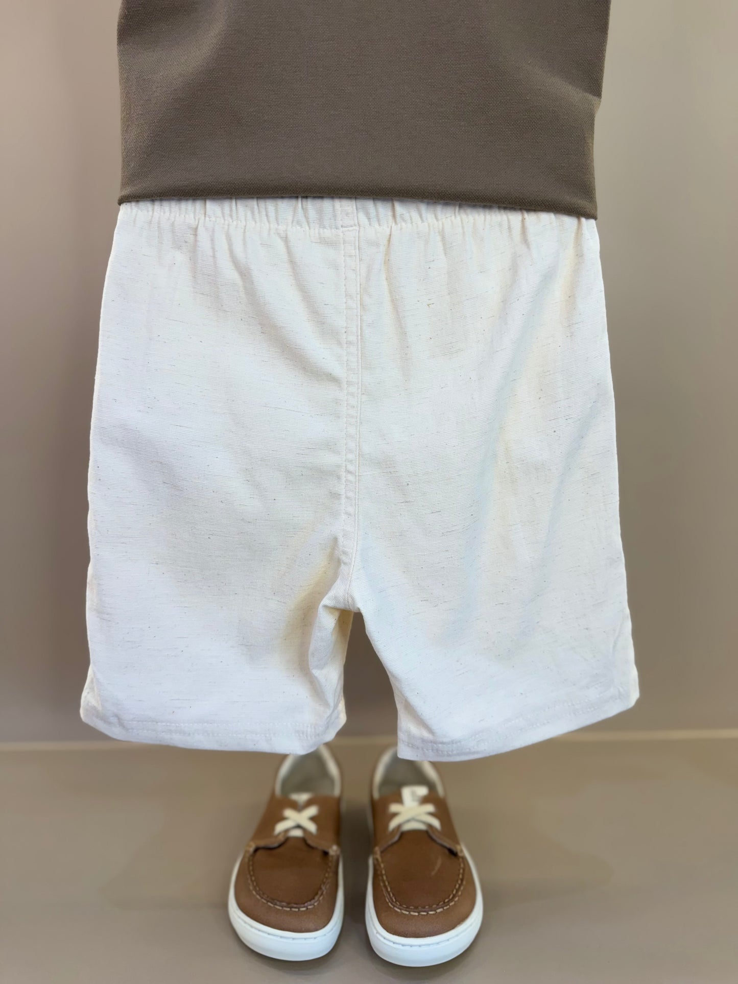 Conjunto Infantil Polo e Bermuda Linho Marrom - Little Johnny