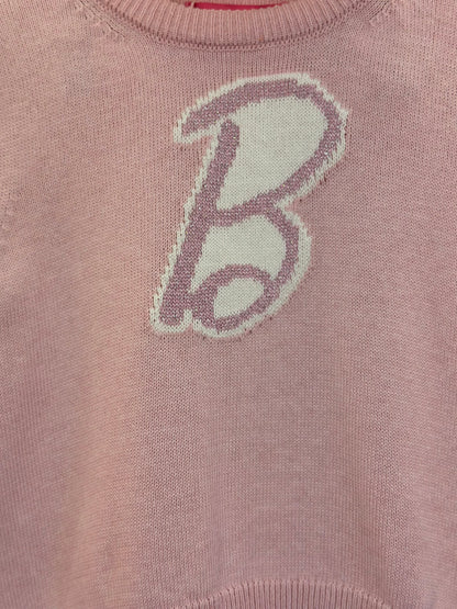 Conjunto Infantil Tricot Blusa Barbie Strass e Saia Jacquard Barbie Patches Sugar Rose - Pituchinhus