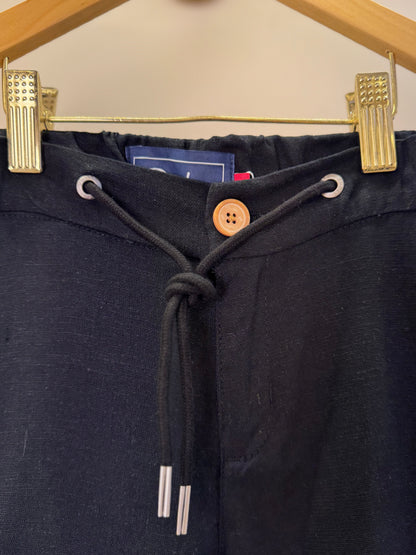 Calça Infantil Linho Cordão Preta - Dudes