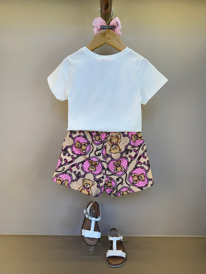Conjunto Infantil Blusa de Ursinha com Strass e Shorts Ursinhas - Momi