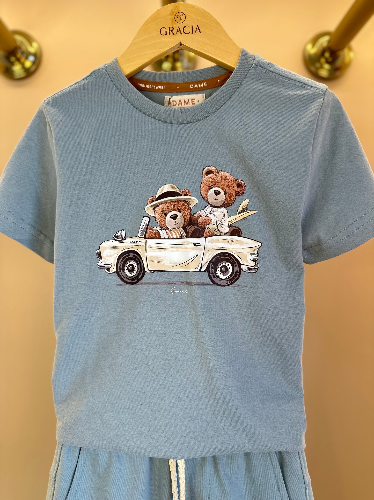 Conjunto Infantil Camiseta Algodão Teddy Conversível Malibu e Bermuda Básica Moletom Algodão Malibu - Dame