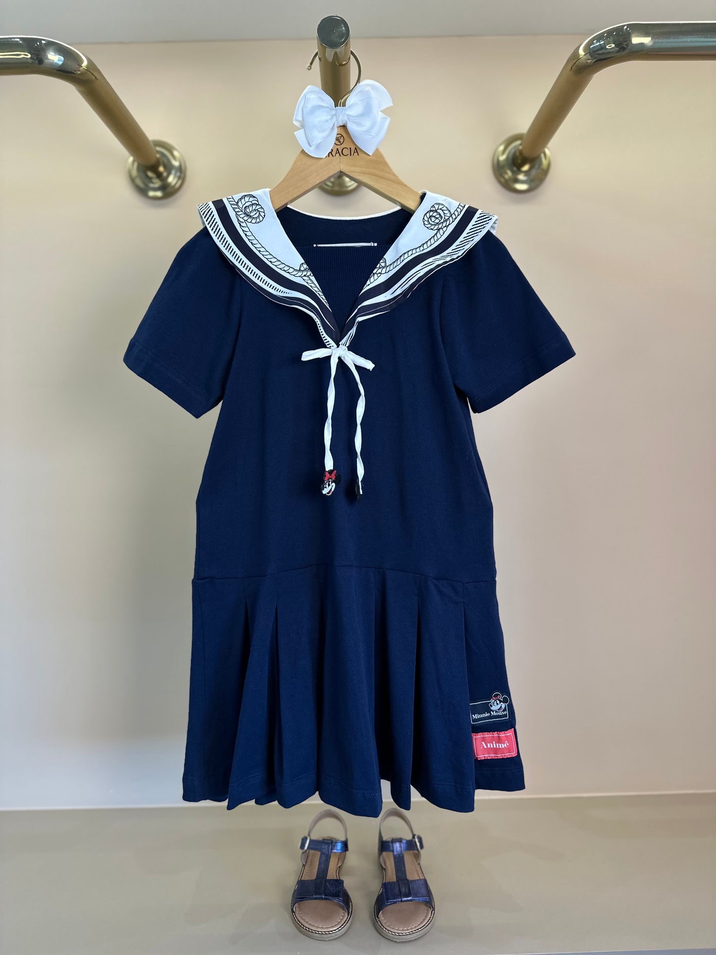 Vestido Infantil Minnie Lenço Navy Marinho - Animê