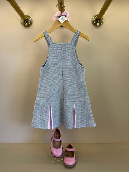 Salopete Infantil Pied Poule Laço com Camisa Gola Babadinho Branca  - Gabriela Aquarela