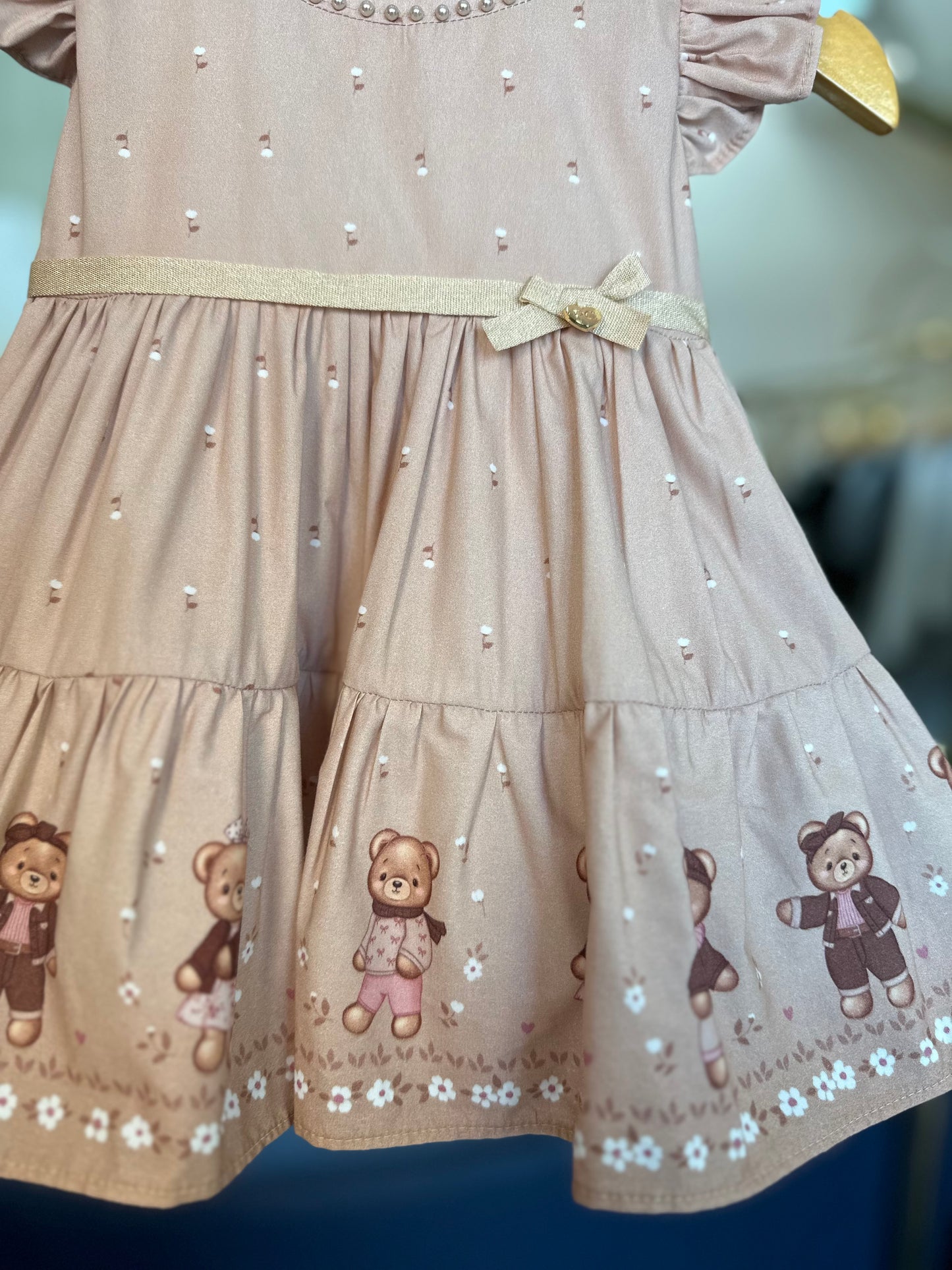 Vestido Bebê de Algodão Stylish Bears - Petit Cherie
