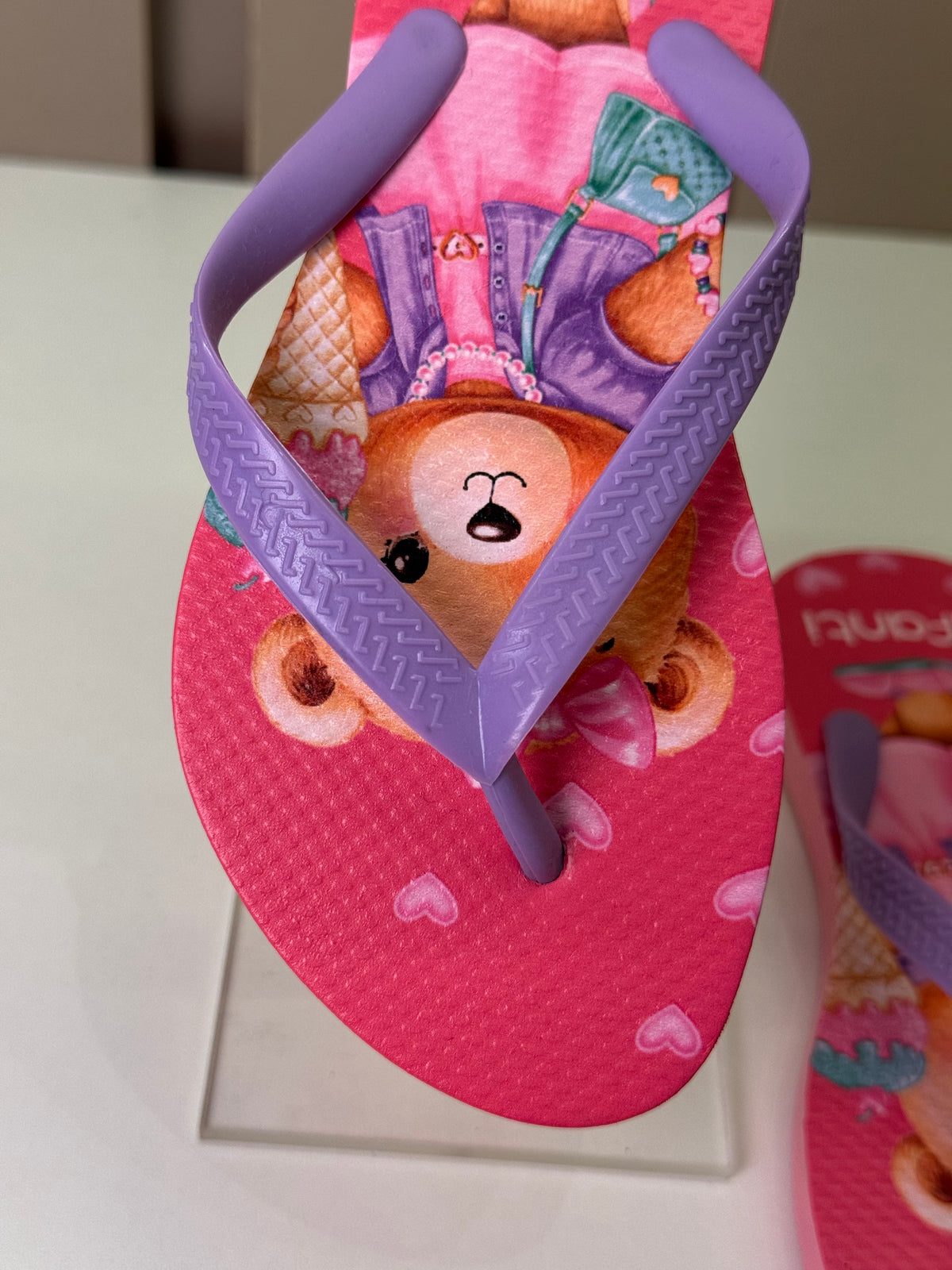 Chinelo Infantil Rosa Ursinha Com Sorvete e Bolsinha - Infanti