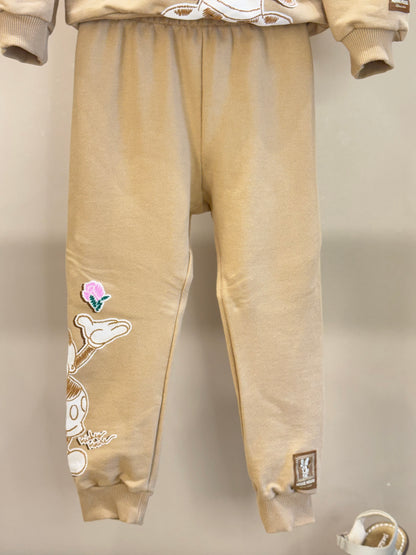 Conjunto Infantil Casaco e Calça de Moletom Minnie Flores - Animê