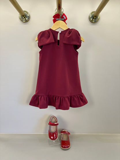 Vestido Infantil Jumper Algodão Manga Laço Vermelho - Beabá