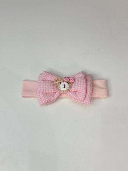 Faixa Bebê Laço Ursinha Crochê - P Mini por Pituchinhus