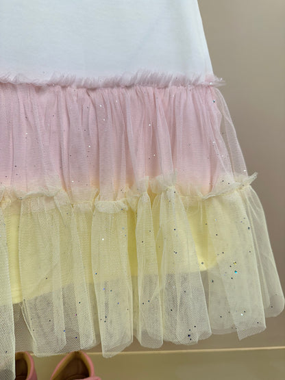 Vestido Infantil Tule Biocolor Estampa Carrossel - Petit Cherie