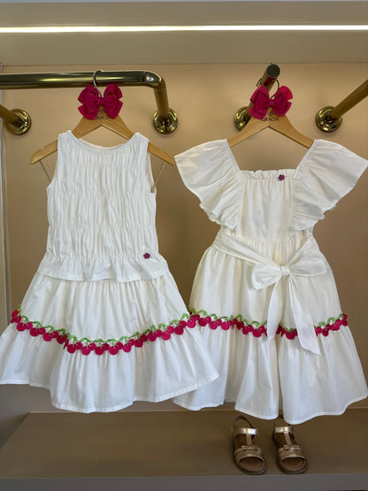 Conjunto Infantil Blusa e Saia Algodão Petit Cerejas - Momi