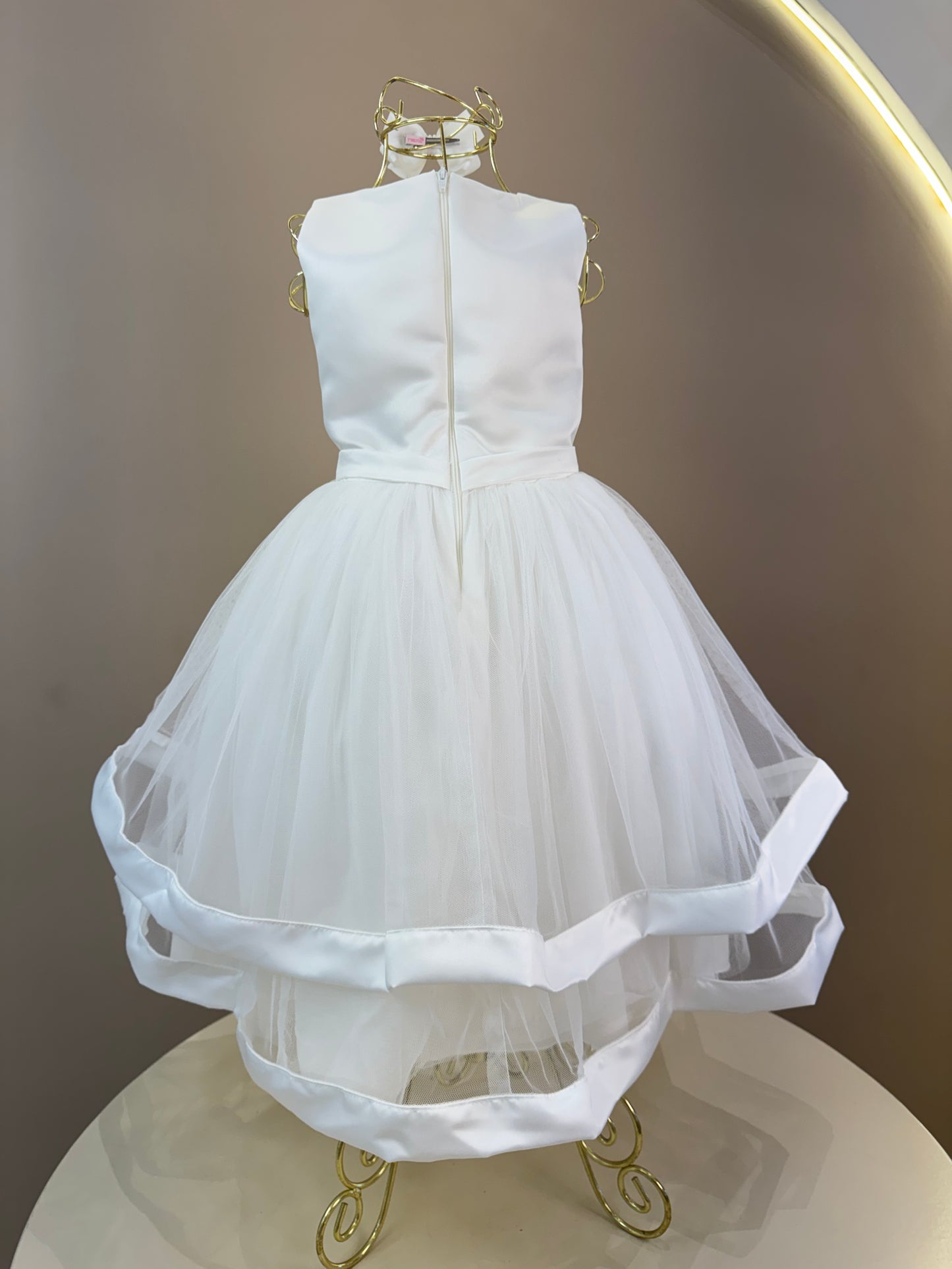 Vestido Infantil Festa Dama Midi Tule Pérolas Off - Petit Cherie