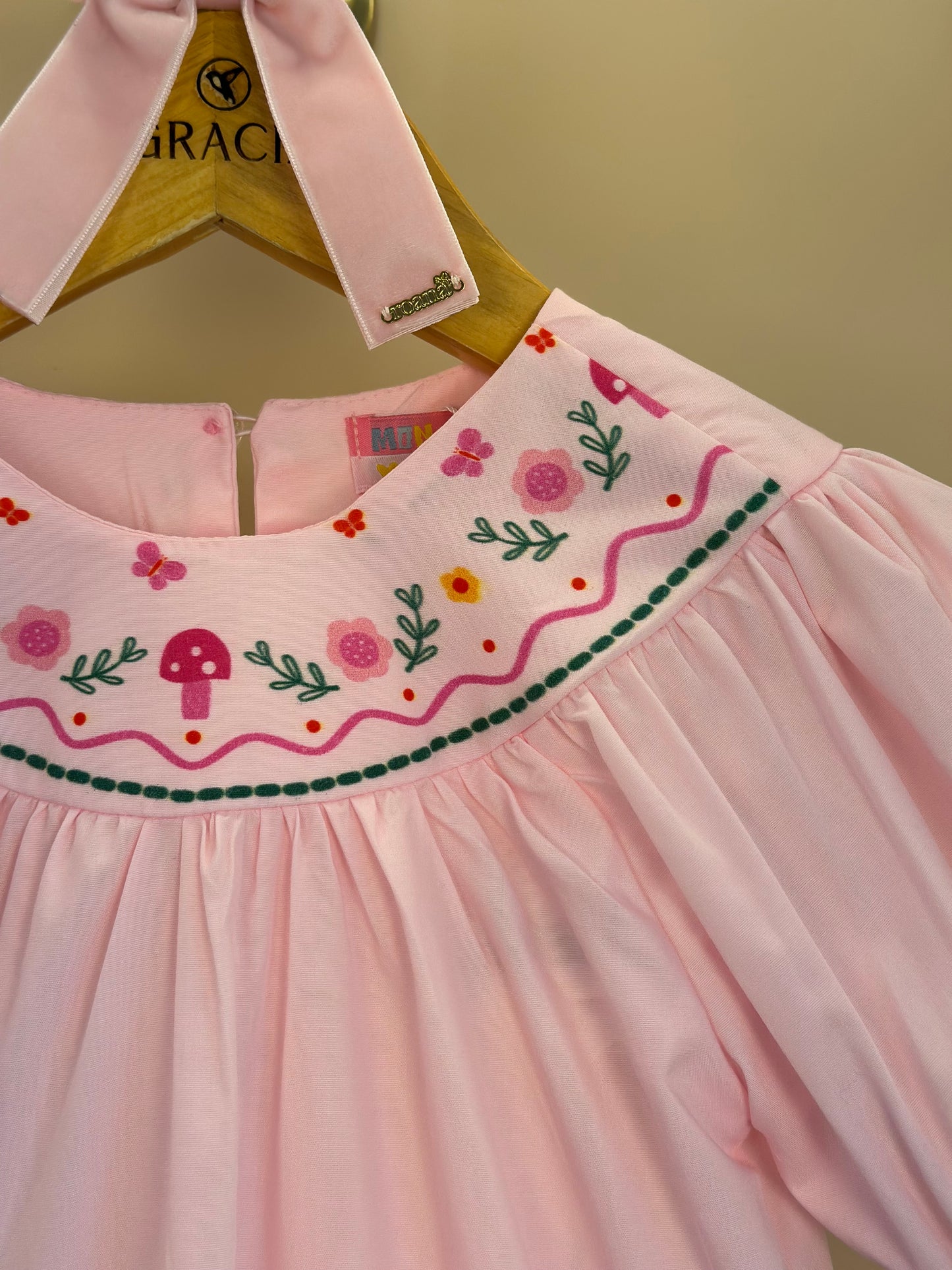 Vestido Infantil Gola Bordada Flores - Mon Sucre