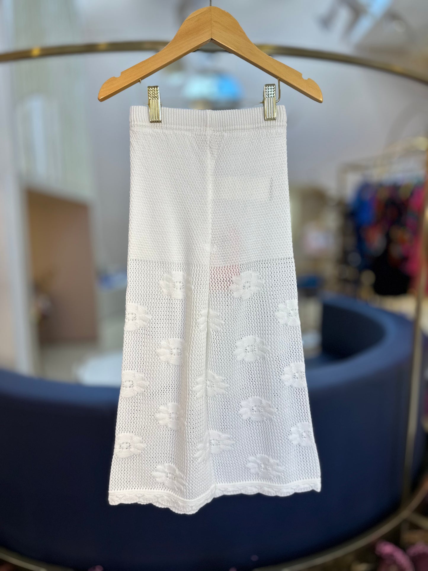 Conjunto Infantil Casaqueto e Calça Tricot Ponto Rendado Flores - Pituchinhus