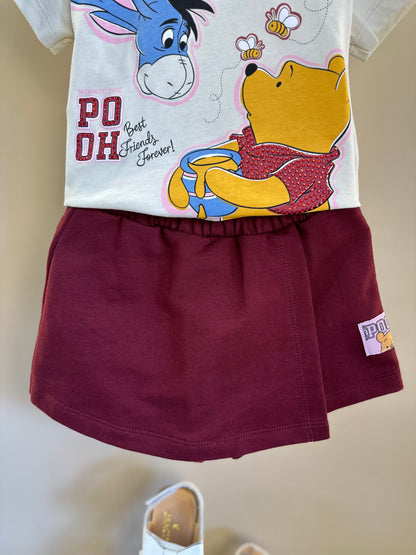 Conjunto Infantil Blusa Ursinho Pooh e Shorts Moletom - Momi