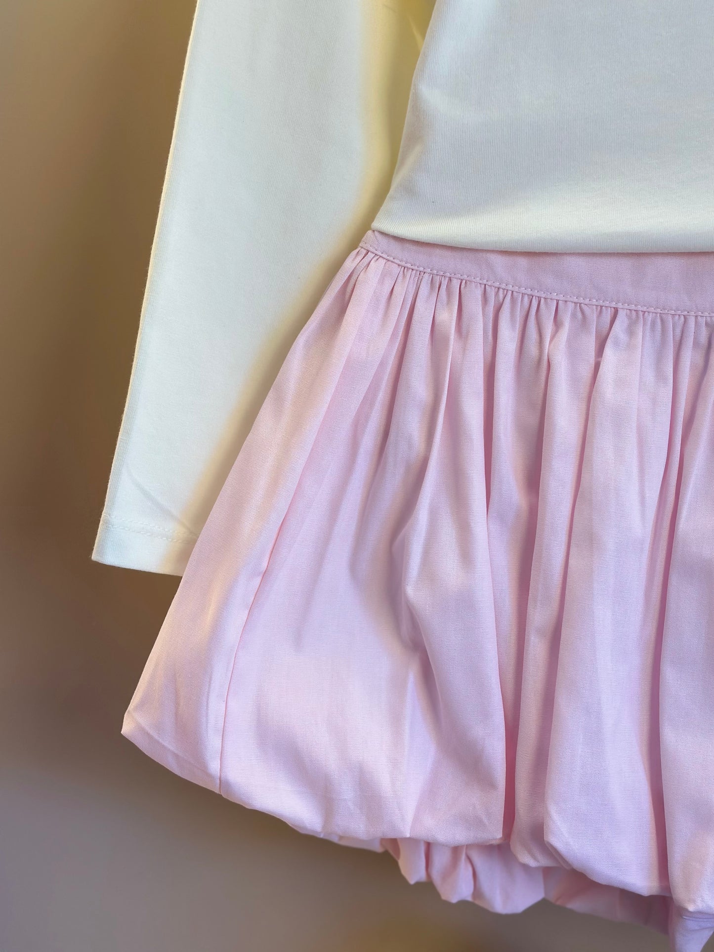 Conjunto Infantil Blusa ML Lacinho Branca e Shorts Balonê Rosa Claro - Luluzinha