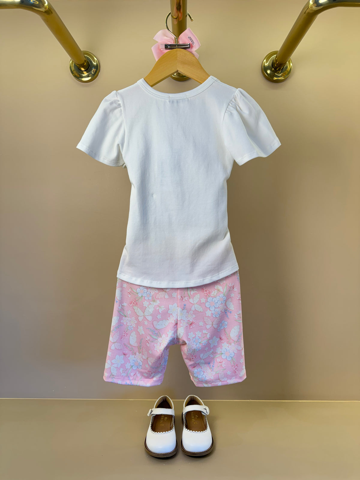 Conjunto Infantil Blusa Princesa  e Shorts Bike Rosa - Infanti