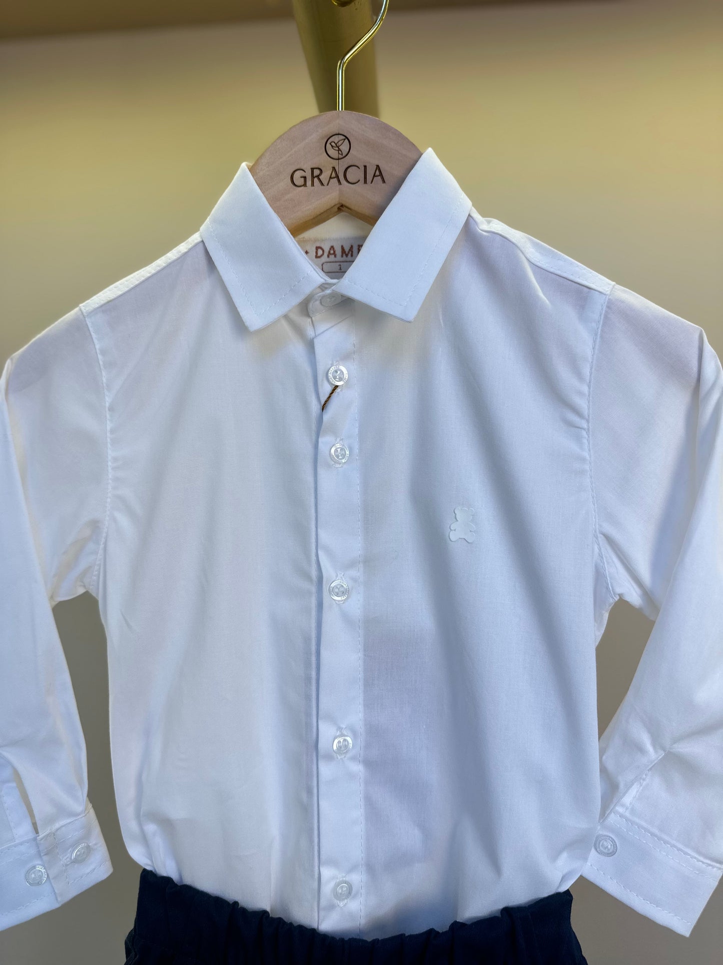 Conjunto Bebê Camisa-body Algodão ML Branco e Bermuda Social Marinho - Dame