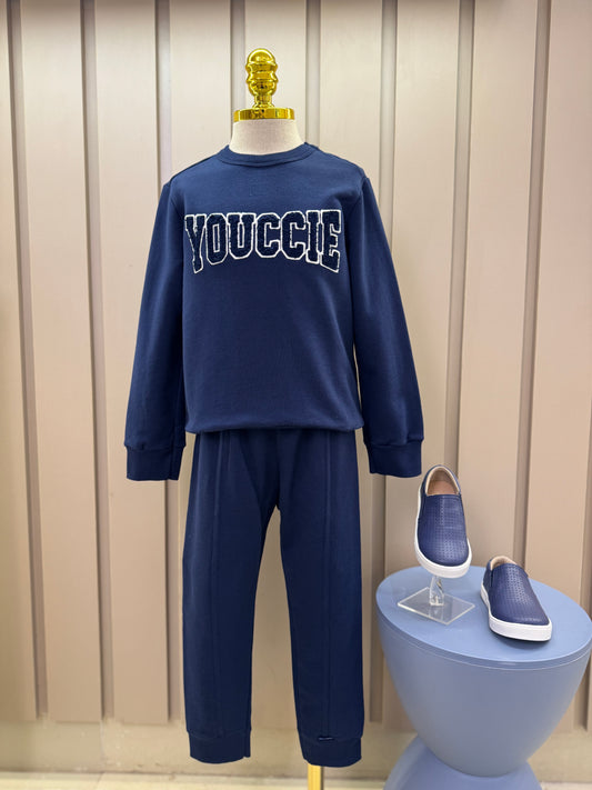Conjunto Infantil Moletom Clássico YCC Casaco e Calça Marinho - Youccie