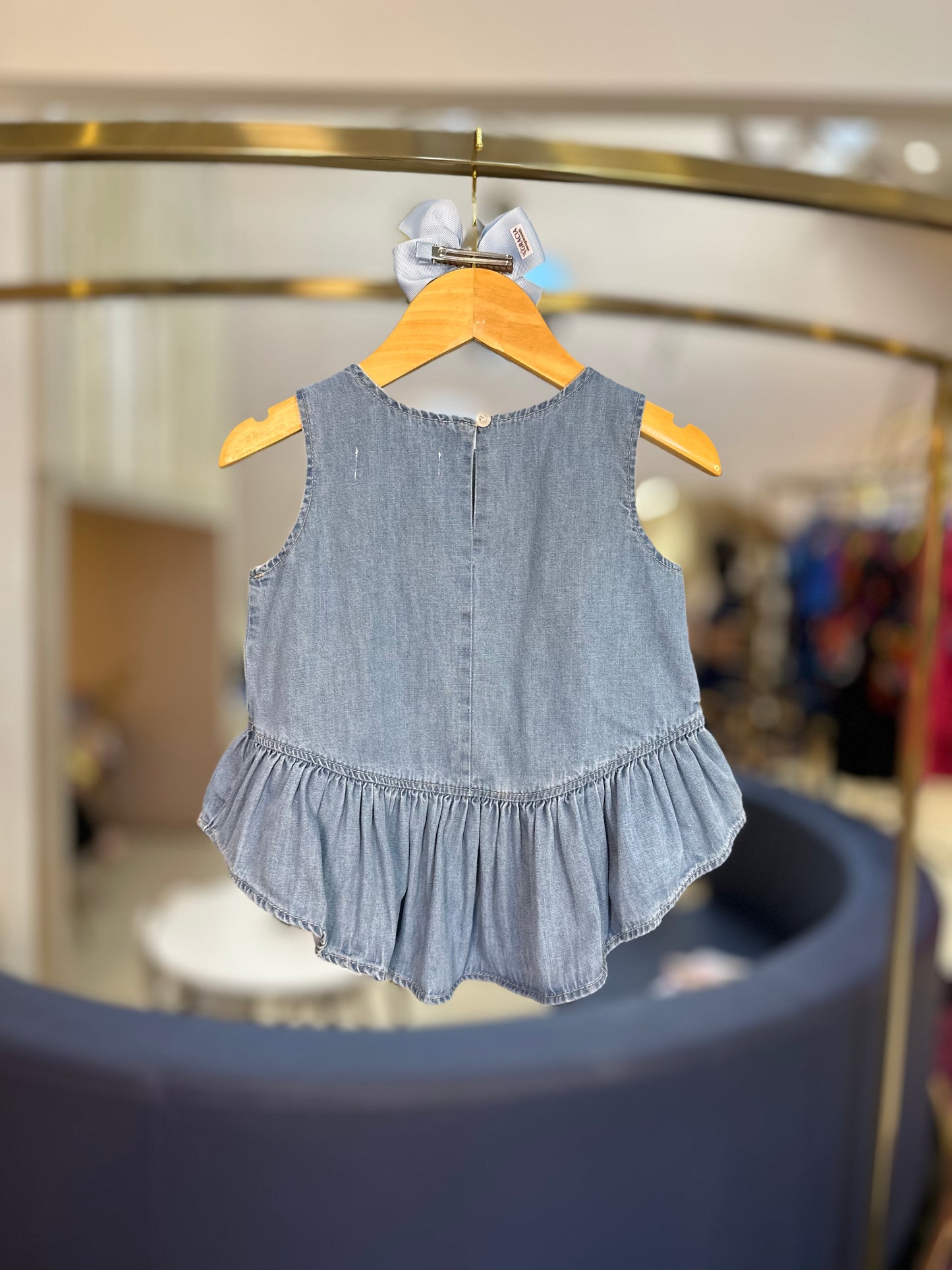 Conjunto Infantil Blusa Babado e Calça Jeans Lacinhos Bordados - Pituchinhus
