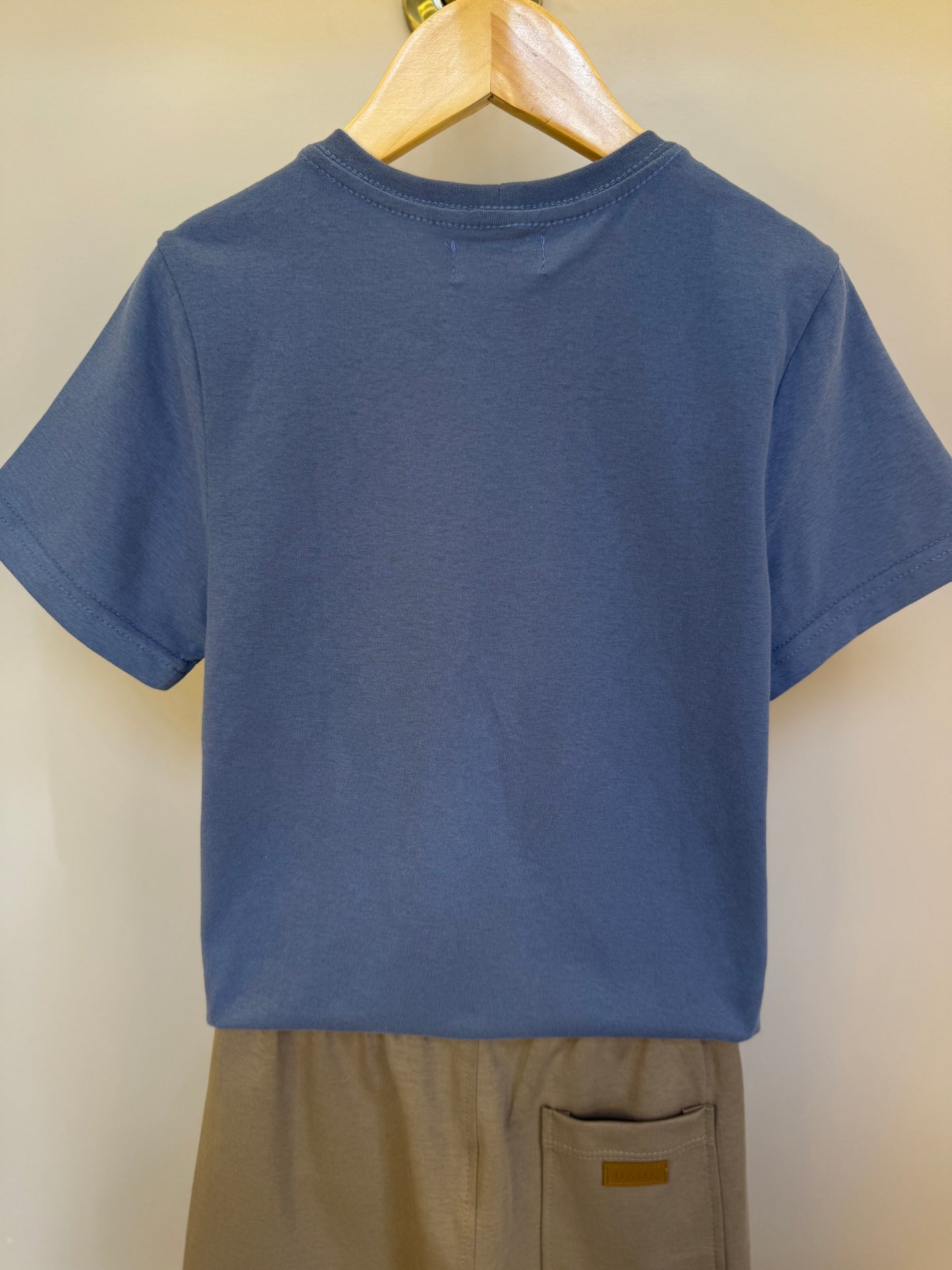 Conjunto Infantil Camiseta Algodão Teddy Fone Denim e Bermuda Suedine Elastano Bolsos - Dame