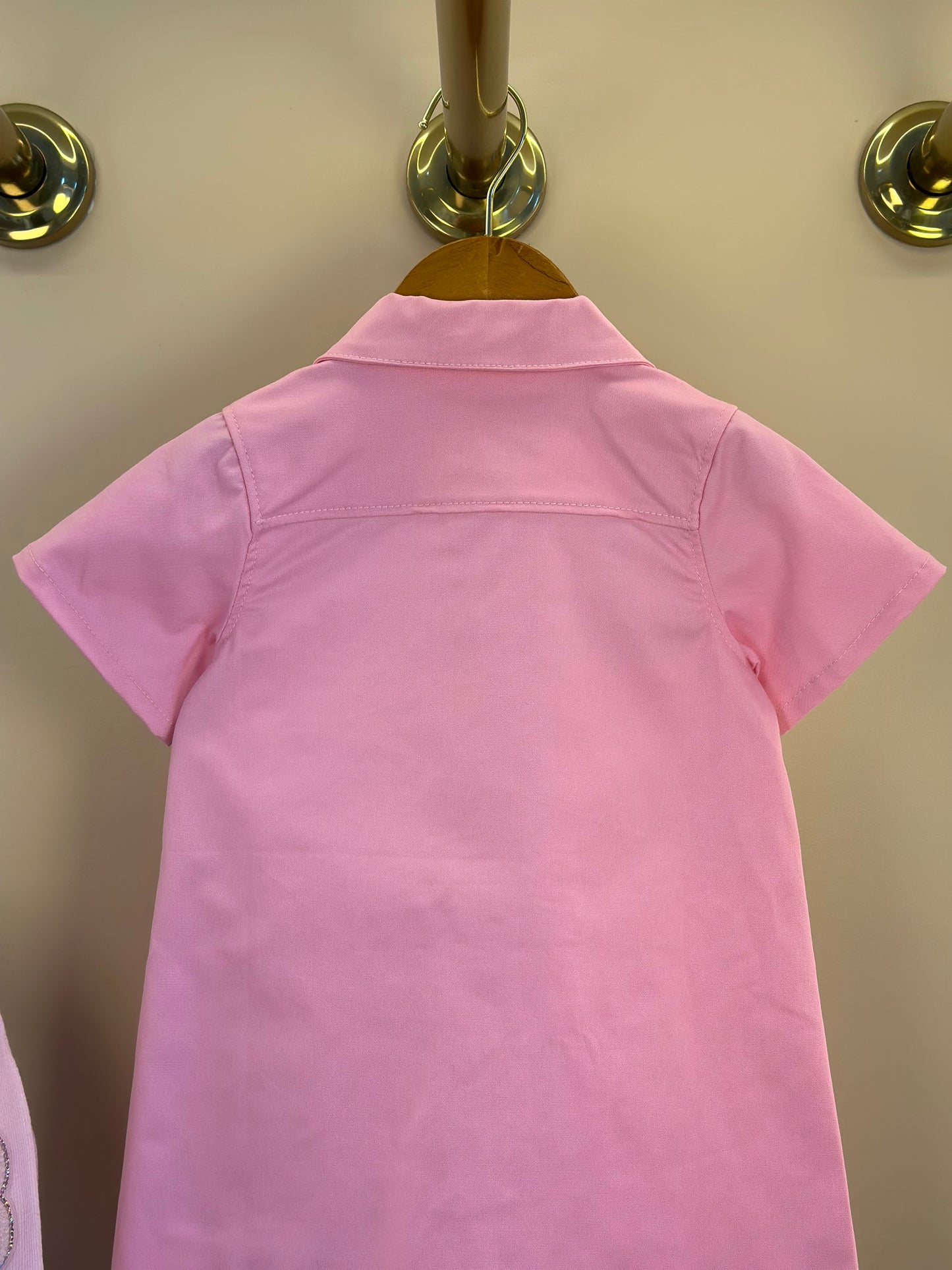 Vestido Infantil Sarja Bolsos Patches Barbie Rosa Romântico - Pituchinhus