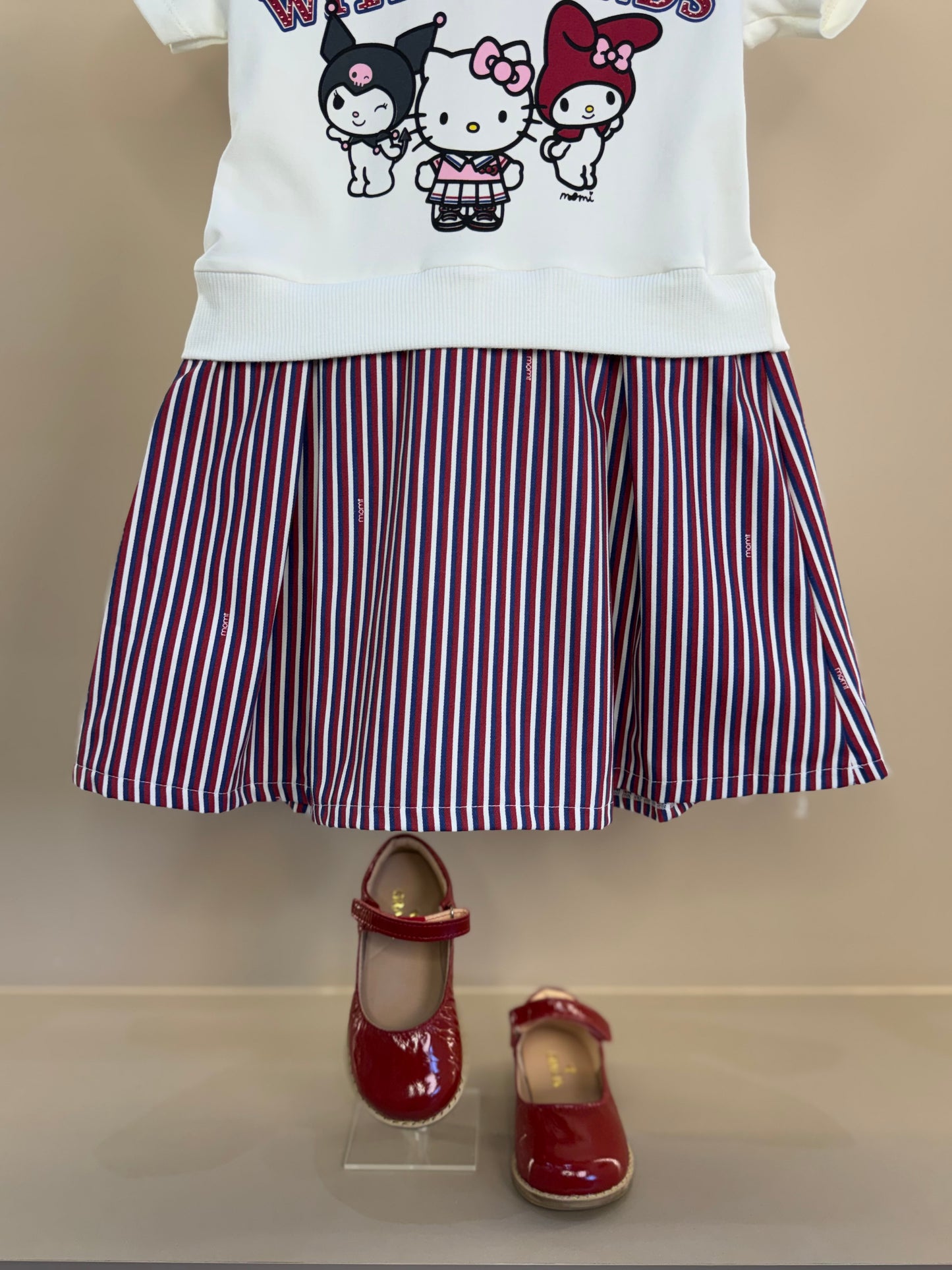 Vestido Infantil MC Hello Kitty Listras Navy Off White - Momi