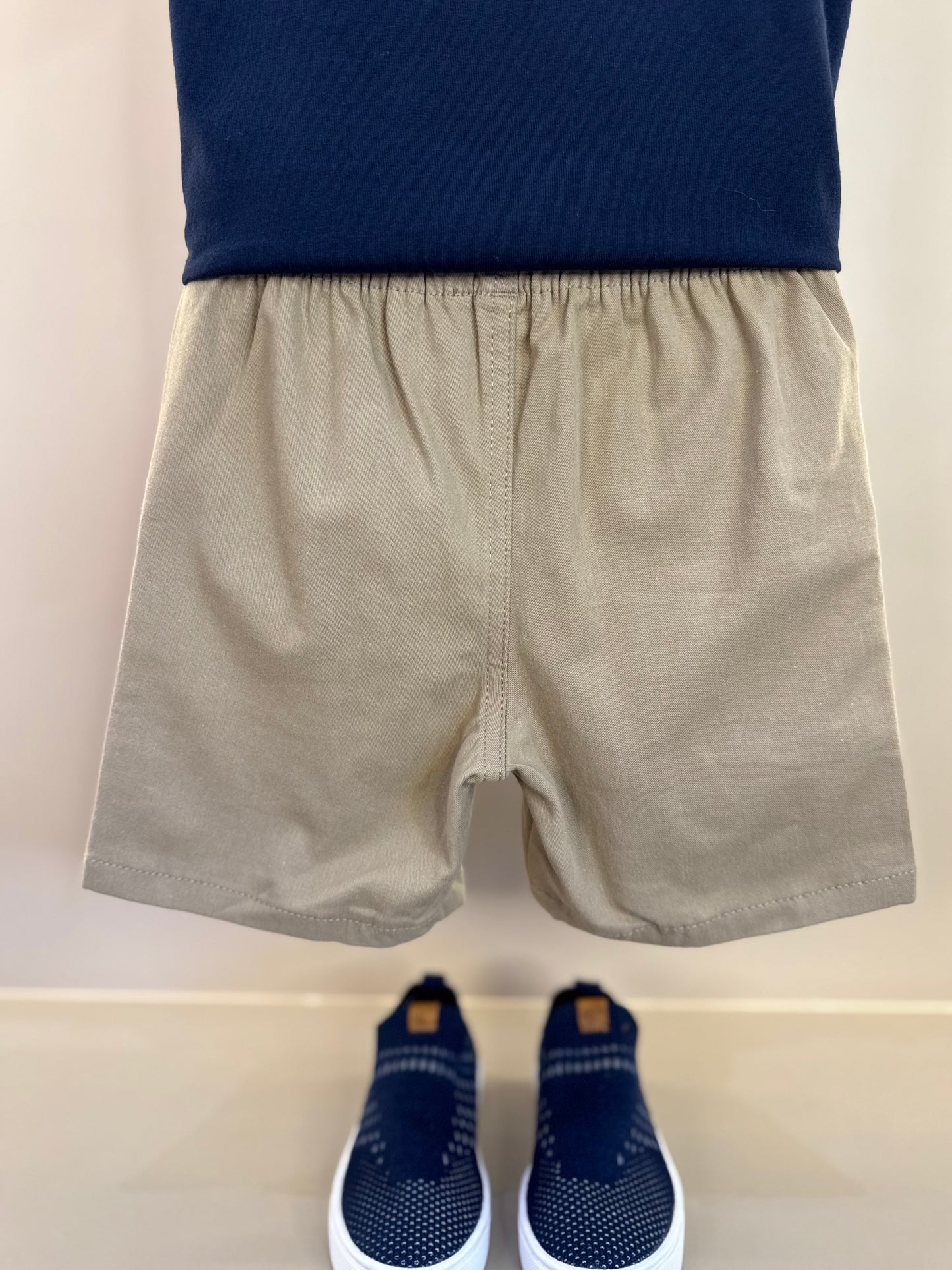 Conjunto Infantil Camiseta Algodão Marinho e Bermuda Sarja Girassol Marinho - Little Johnny