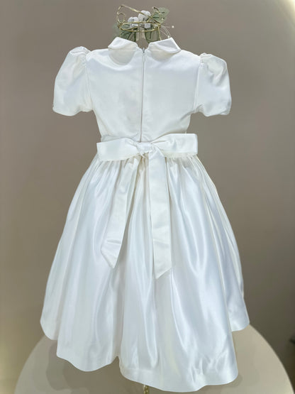 Vestido Infantil Bordados Rococó Francês Off White - Mio bebê