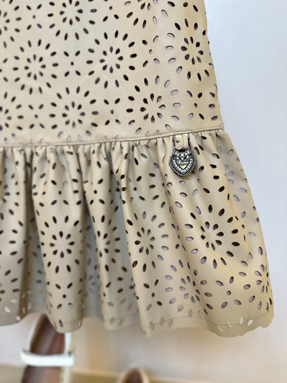 Vestido Infantil Couro Tech Floral Vazado - Animê