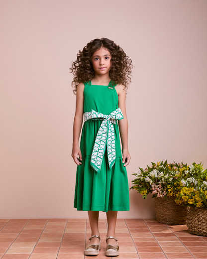 Vestido Infantil Malha com Amarração Laço - Animê