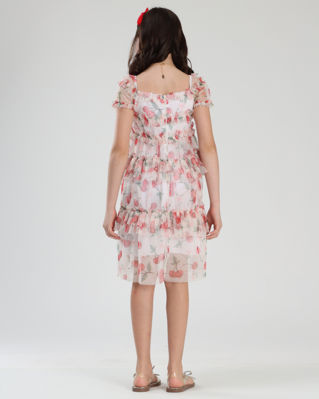 Vestido Infantil Rodado Tule Cerejinha - Luluzinha