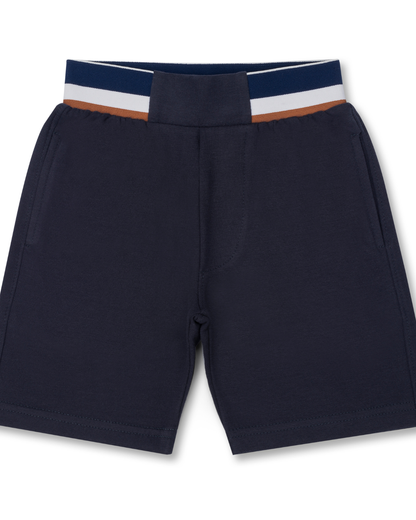 Conjunto Infantil Camiseta Teddy Sumer Delavê e Bermuda Moletom Elastano Elástico Listrado - Dame